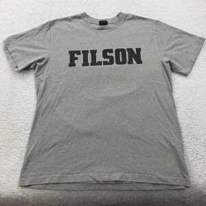 Filson Mens Graphic Logo T-Shirt Heather Grey Made in USA Size Large